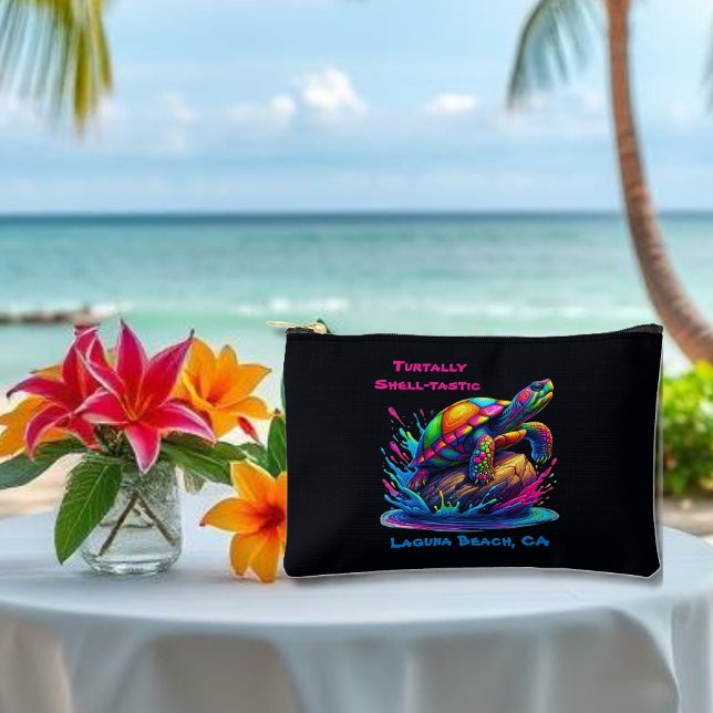 Farbenfrohe Schildkrötenpüree Zubehörtasche (Colorful Turtle Splash-Fisherman Core-Dopamine Dressing-Small Pouch-Black)