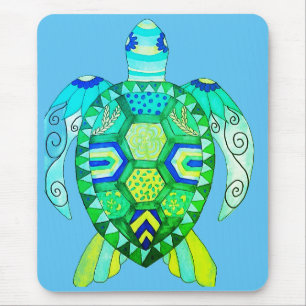 Farbenfrohe Schildkrötenzeichnung Mousepad