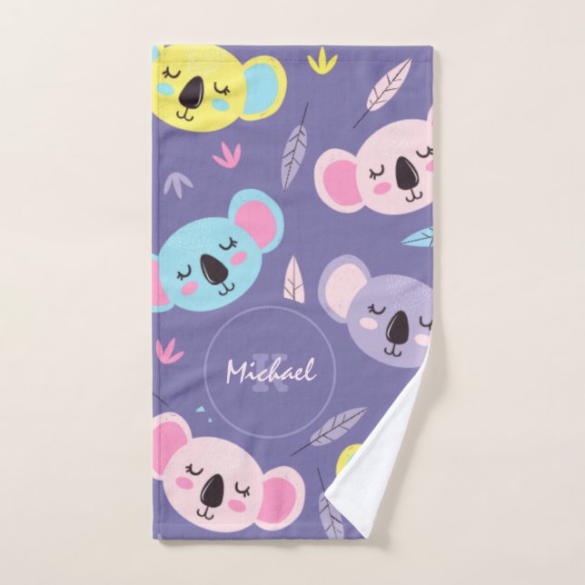 Farbenfrohe Schlaf Koala Muster Name & Anfangsbuch Handtuch (Handtuch)