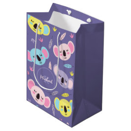 Farbenfrohe Schlaf Koala Muster Name & Anfangsbuch Mittlere Geschenktüte