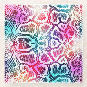 Farbenfrohe Schlange Skin Textur Muster. Glasuntersetzer