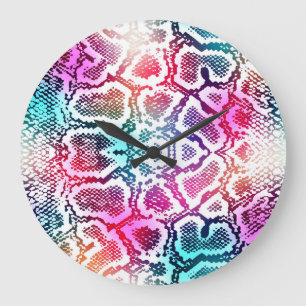 Farbenfrohe Schlange Skin Textur Muster. Große Wanduhr