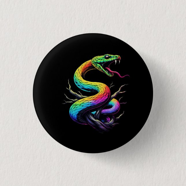 Farbenfrohe Schlangen-Illustration Button (Vorderseite)