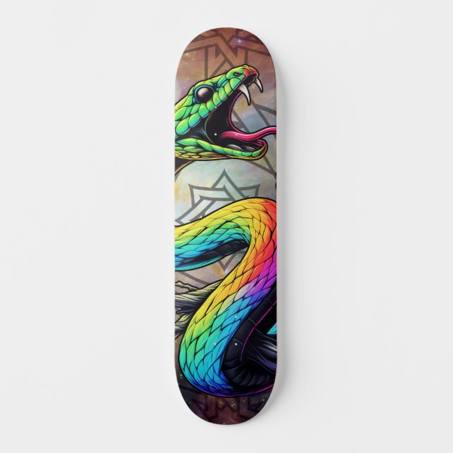 Farbenfrohe Schlangen-Illustration Skateboard (Vorderseite)