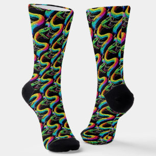 Farbenfrohe Schlangen-Illustration Socken