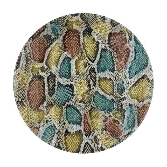 Farbenfrohe Schlangenhaut: nahtloses Design. Schneidebrett (Vorderseite)