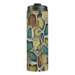 Farbenfrohe Schlangenhaut: nahtloses Design. Thermosbecher