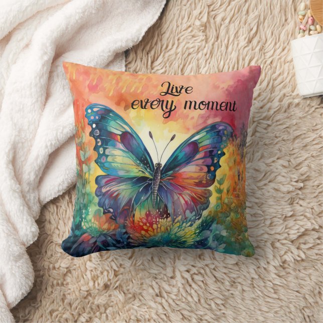 Farbenfrohe SchmetterlingBlume Inspiration Live Kissen (Decke)