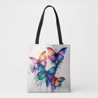 Farbenfrohe Schmetterlinge Abstrakt Wasserfarbe Tasche