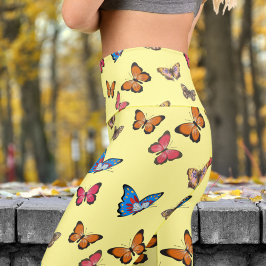 Farbenfrohe Schmetterlinge auf dem Canary Pattern  Capri Leggings