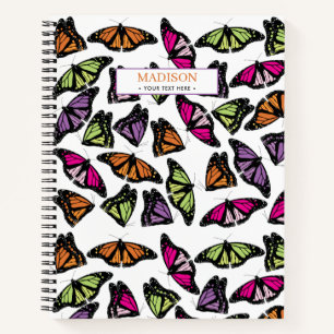Farbenfrohe Schmetterlinge dekoratives Muster Notizbuch