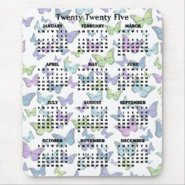 Farbenfrohe Schmetterlinge Design 2025 Kalender Mousepad