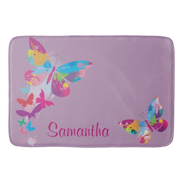 Farbenfrohe Schmetterlinge Design Badematte (Vorderseite)