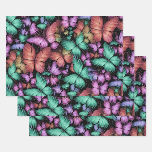 Farbenfrohe Schmetterlinge drucken Geschenkpapier Set (Set)