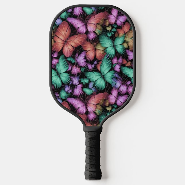 Farbenfrohe Schmetterlinge drucken Pickleball Schläger (Vorderseite)