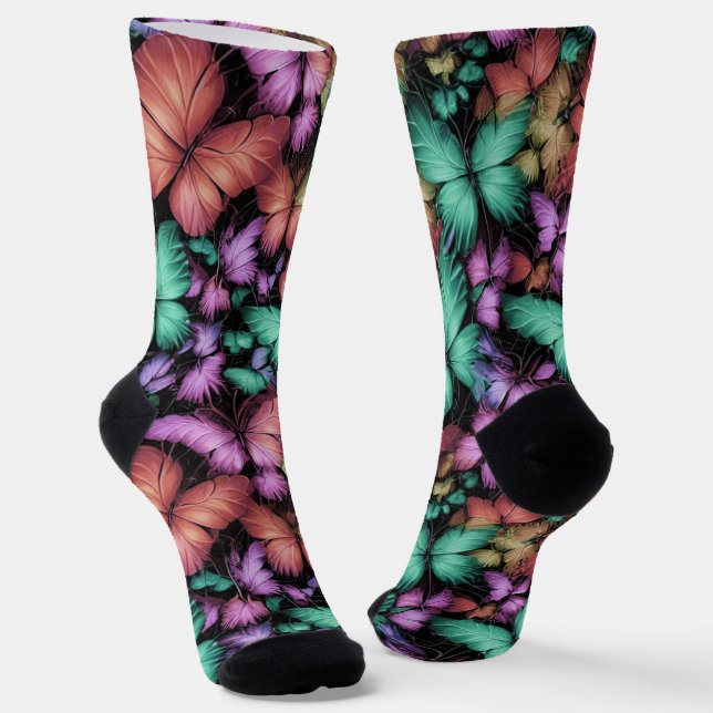 Farbenfrohe Schmetterlinge drucken Socken (Gewinkelt)