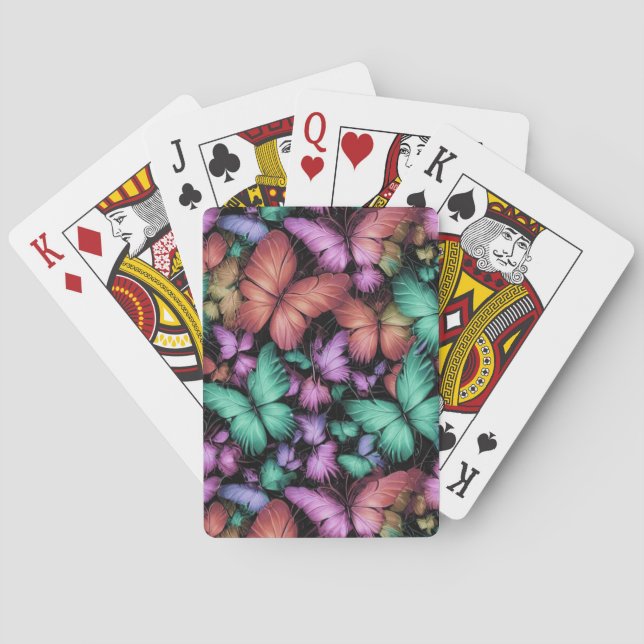 Farbenfrohe Schmetterlinge drucken Spielkarten (Rückseite)