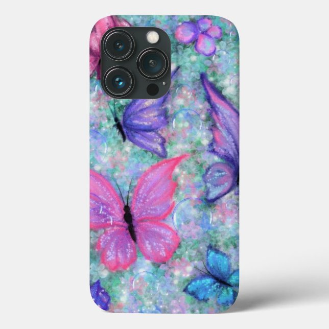 Farbenfrohe Schmetterlinge fliegen - Freude des Fr Case-Mate iPhone Hülle (Rückseite)