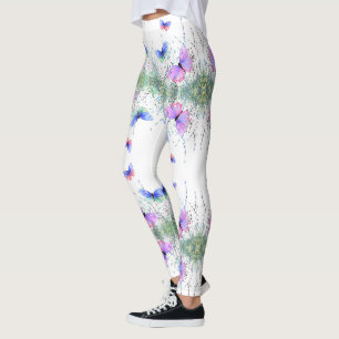 Farbenfrohe Schmetterlinge fliegen in der Natur -  Leggings