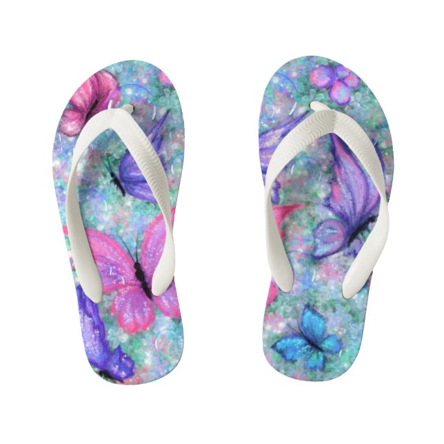 Farbenfrohe Schmetterlinge Fliegende Flip Flops -  (Fußbett)