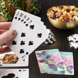 Farbenfrohe Schmetterlinge fliegende Spielkarten F