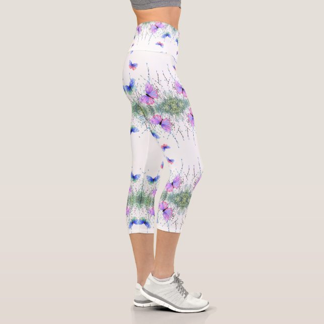 Farbenfrohe Schmetterlinge Fliegender Capri Leggin Leggings (Rechts)