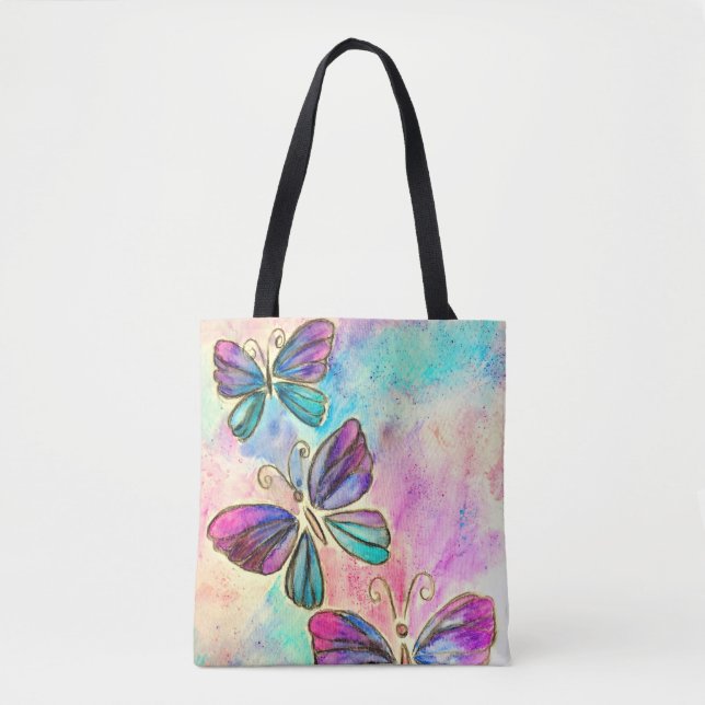 Farbenfrohe Schmetterlinge Fliegender Tackenfeder Tasche (Vorderseite)