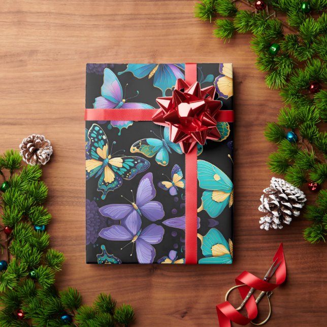 Farbenfrohe Schmetterlinge Geschenkpapier (Feiertagsgeschenk)