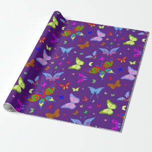 Farbenfrohe Schmetterlinge im Flight Festive Patte Geschenkpapier