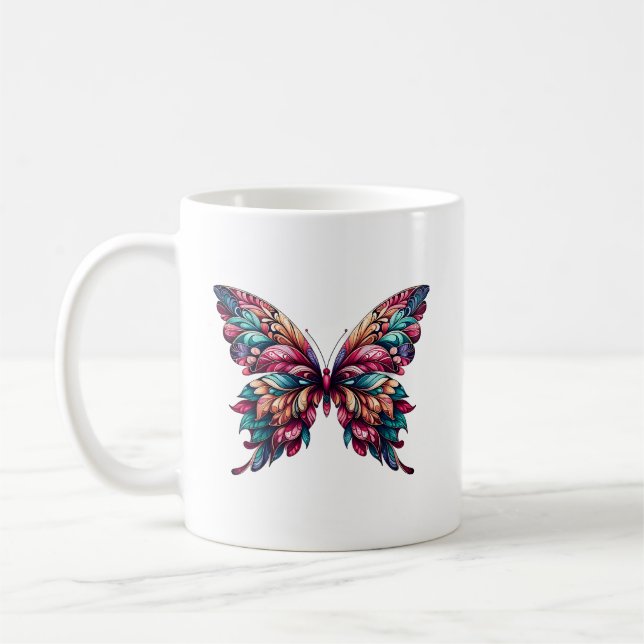 Farbenfrohe Schmetterlinge Kaffeetasse (Links)