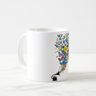 Farbenfrohe Schmetterlinge mit Gramophon Kaffeetasse