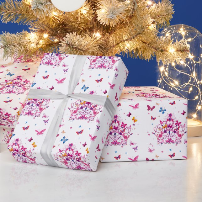 Farbenfrohe Schmetterlinge mit Kronkunstdruck/G Geschenkpapier (Feiertage)