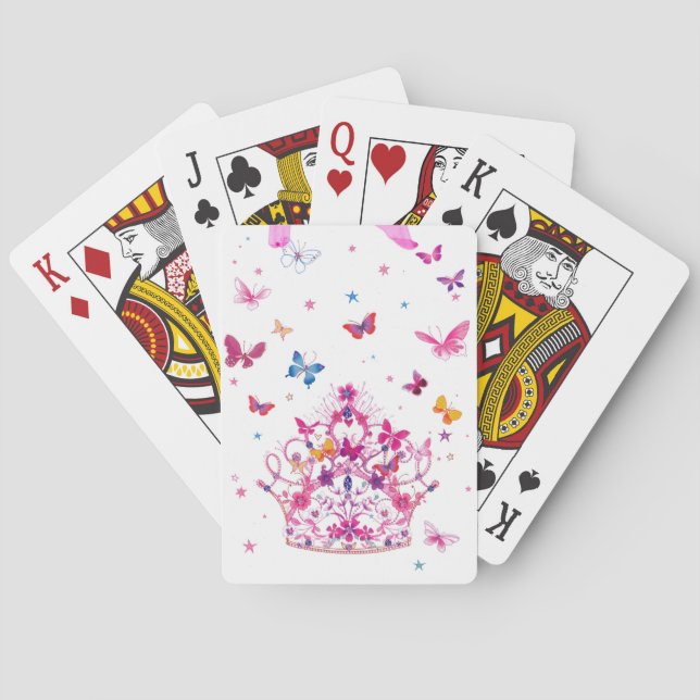 Farbenfrohe Schmetterlinge mit Kronkunstdruck Spielkarten (Rückseite)