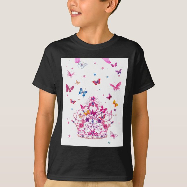 Farbenfrohe Schmetterlinge mit Kronkunstdruck T-Shirt (Vorderseite)