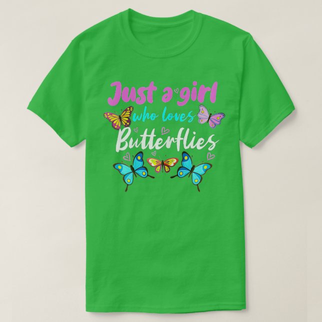Farbenfrohe Schmetterlinge nur ein Mädchen, das Bu T-Shirt (Design vorne)