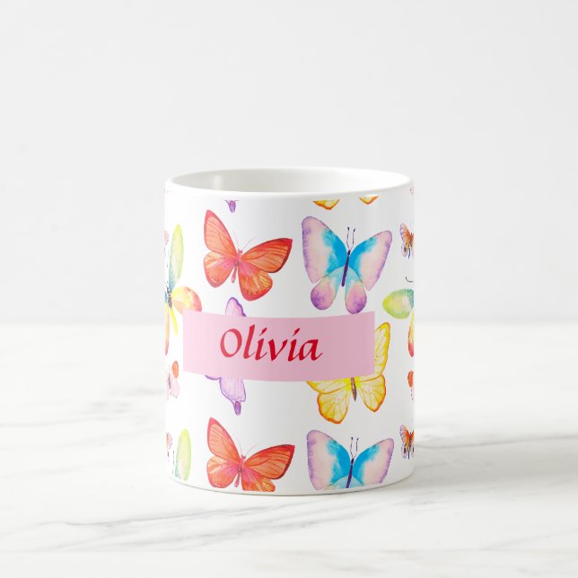 Farbenfrohe Schmetterlinge Personalisiert Kaffeetasse (Mittel)