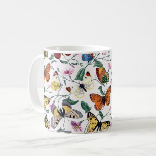 Farbenfrohe Schmetterlinge Rosa Blume und grüne Bl Kaffeetasse