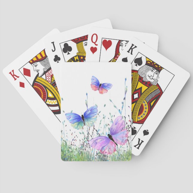 Farbenfrohe Schmetterlinge spielen Karten Spielkarten (Rückseite)
