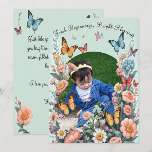 Farbenfrohe Schmetterlinge und Blume Feiertagskarte