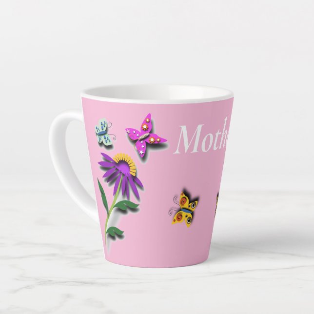 Farbenfrohe Schmetterlinge und Blume Milchtasse (Linke Ecke)