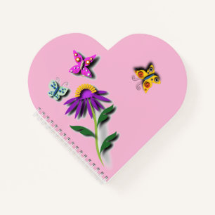 Farbenfrohe Schmetterlinge und Blume Notizbuch