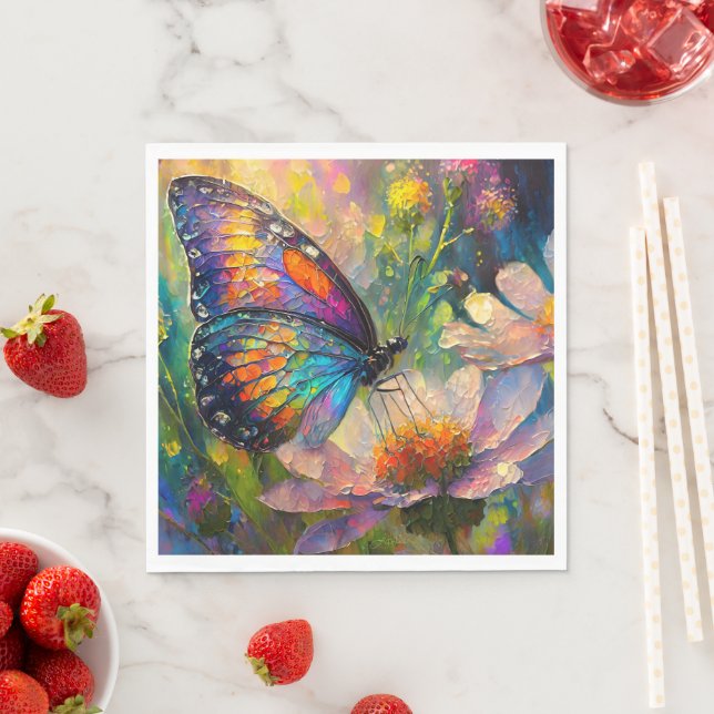 Farbenfrohe Schmetterlinge und Wildblumen bei Sonn Serviette (Beispiel)