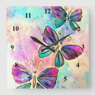 Farbenfrohe Schmetterlinge Wall Uhr