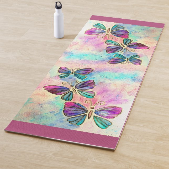 Farbenfrohe Schmetterlinge Yoga Mat - Malerei Yogamatte (Beispiel)