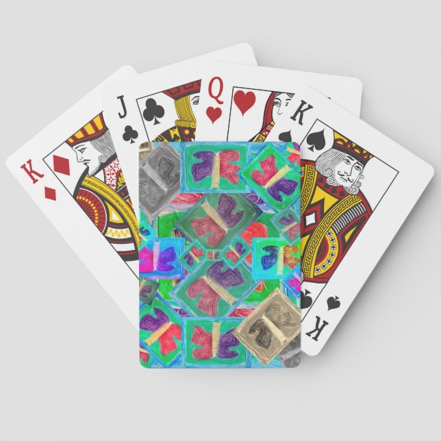 Farbenfrohe Schmetterlingsaufgabe | Spielkarten (Rückseite)