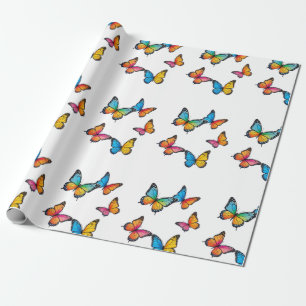 Farbenfrohe Schmetterlingsdarstellung Geschenkpapier