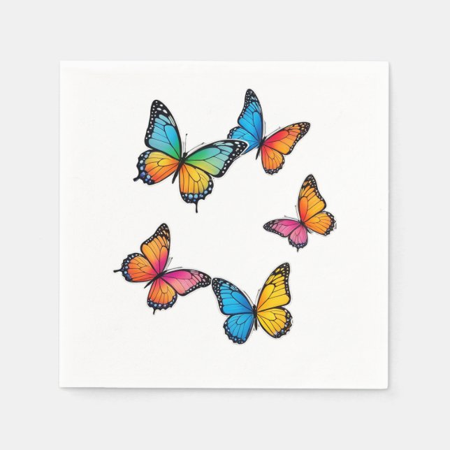 Farbenfrohe Schmetterlingsdarstellung Serviette (Vorderseite)