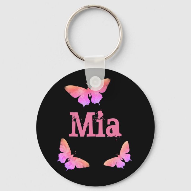 Farbenfrohe Schmetterlingsmalerei Art Pink Mia Nam Schlüsselanhänger (Vorderseite)