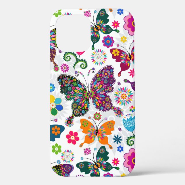 Farbenfrohe Schmetterlingsmuster Case-Mate iPhone Hülle (Rückseite)