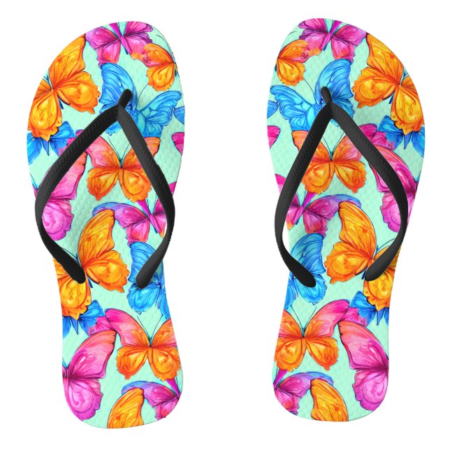 Farbenfrohe Schmetterlingsmuster Flip Flops (Fußbett)